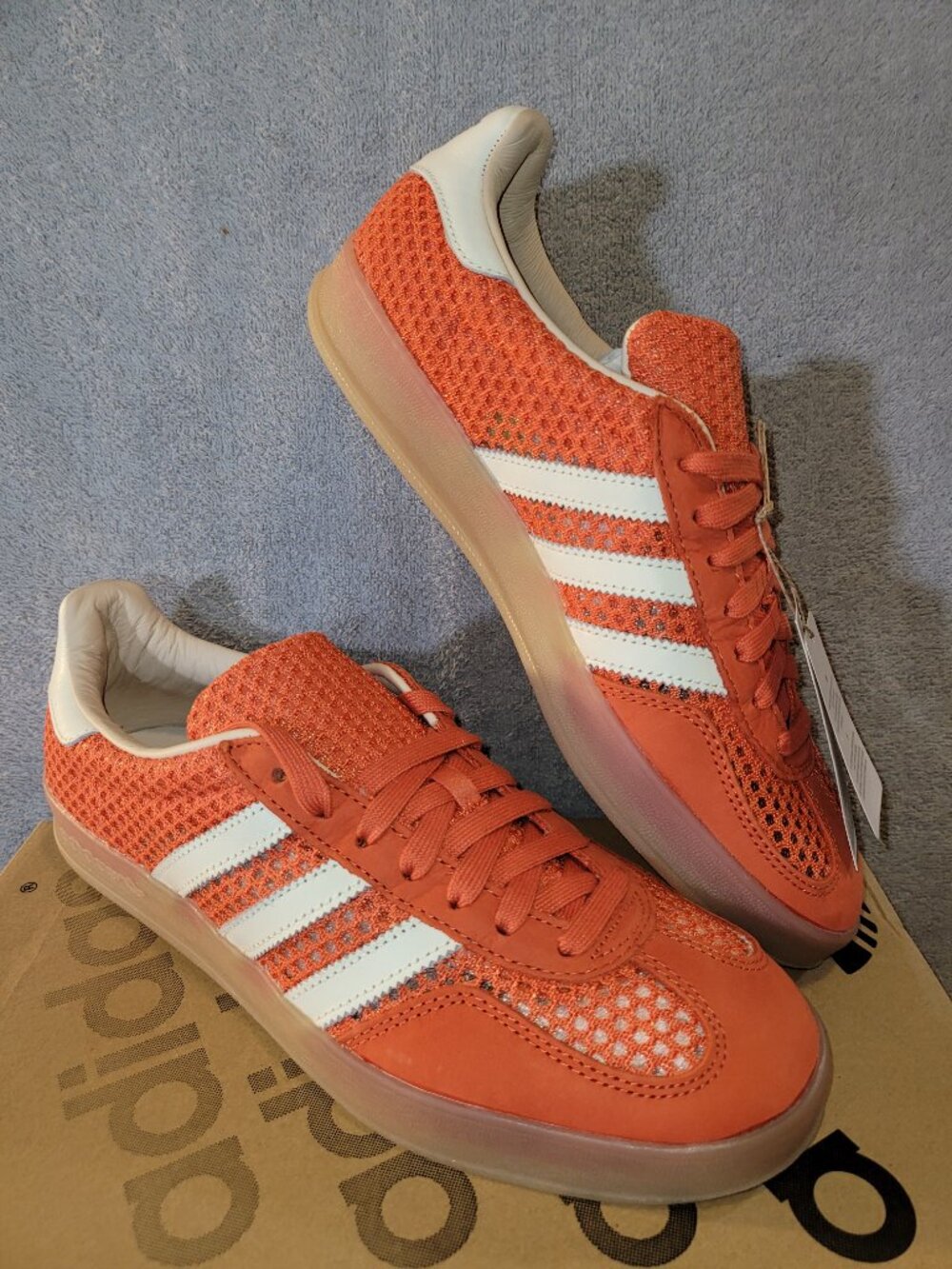 Adidas Gazelle Orange Off White Tan Gum Men's Size 9.5 Sneakers JS0713 (#2832) - Picture 9 of 16
